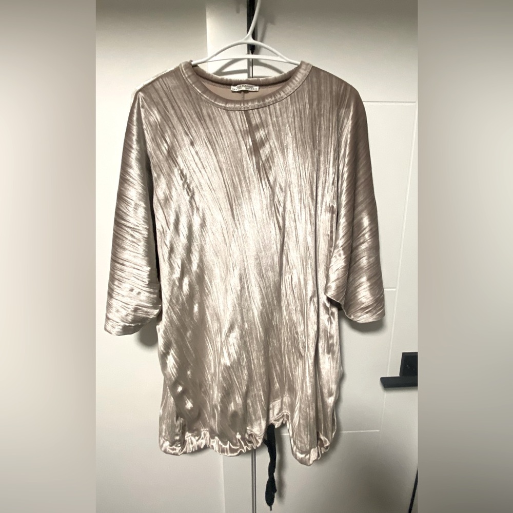 ⚫️ Zara ⚫️ crinkled velvet drop shoulder mini dress/shirt - size small
